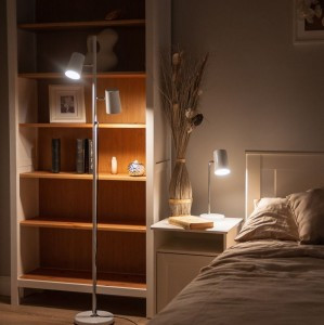 Uniel св-к св/д напол торшер 2х6W(2x450lm) сенс/дим, металл/пластик, 1575x220 белый ULM-T600 WHITE