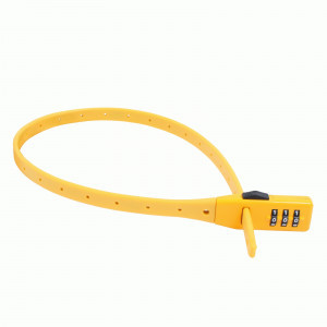 Замок навесной БУЛАТ ВС 455 НС (11*530) желтый кодовый с нерж. тросом (80,20)