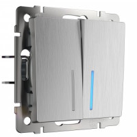 Werkel мех. выкл. СУ 2 кл. 10A проходной (инд.) (серебр рифл) ( a035657)W1122109 a051369