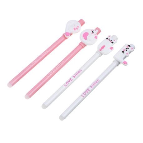 Ручка гелевая "пиши-стирай" синяя, фигурка в форме котика, 4 дизайна