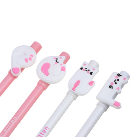 Ручка гелевая "пиши-стирай" синяя, фигурка в форме котика, 4 дизайна