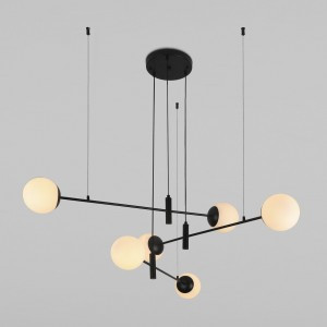 EUROSVET св-к подвес. люстра 6x60W E27 1170x1170x1070 70146/6 черный стекл/бел.матовый a062030