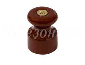 МЕЗОНИНЪ Изолятор фарфор, D18,5х24мм (уп.20шт, цена за шт), саморез в компл, корич GE70027-04