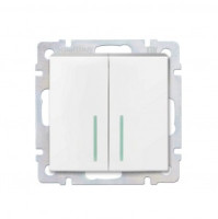 Smartbuy Нептун мех. выкл. СУ 2-клавишный с индикатором 10А белый  (SBE-05w-10-SW2-1)