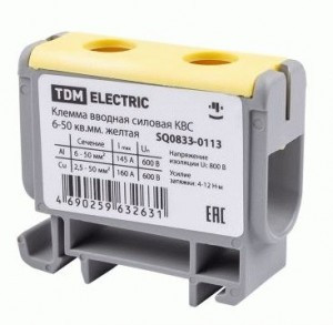 TDM Клемма вводная силовая КВС 6-50 кв.мм. желтая SQ0833-0113