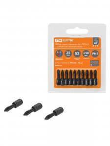 TDM Алмаз Набор бит PH1x25, 10шт, односторонних, сталь S2, Е 1/4", намагничен,торсионные SQ1019-0421