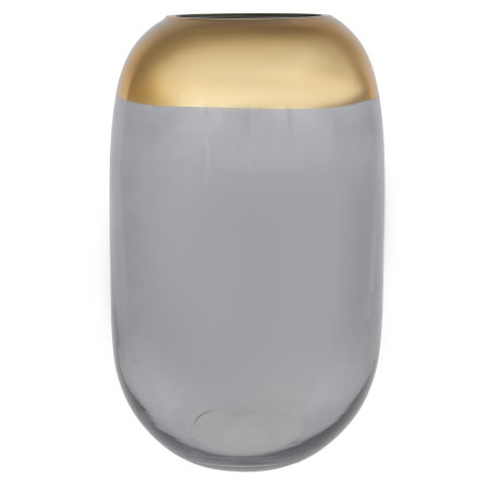 ВСЁГАЗИН Ваза, 7x14x26 см, стекло, цвет серый с золотой окантовкой