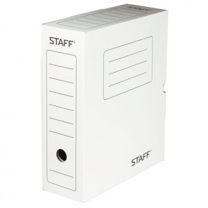 Короб архивный с клапаном, микрогофрокартон, 100 мм, до 900л., белый, STAFF, 128863