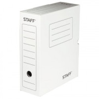 Короб архивный с клапаном, микрогофрокартон, 100 мм, до 900л., белый, STAFF, 128863