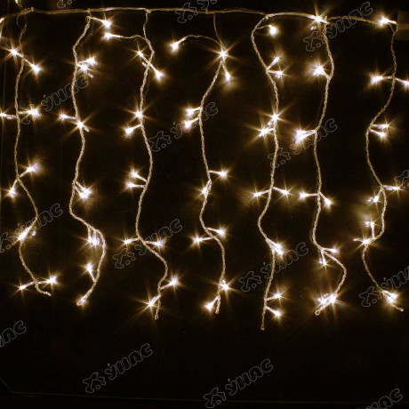 Гирлянда штора LED LС-0-1 132 лампочек, прозрачный провод 1,3*1,3 Теплый белый