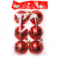 Шар Т173-3 6шт 6см (глянцевые) красный (120/140)