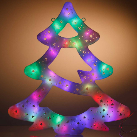 Гирлянда-панно ЕЛКА ЦВЕТНАЯ/Н-40см, пластик/