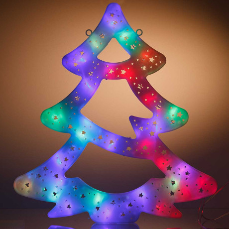 Гирлянда-панно ЕЛКА ЦВЕТНАЯ/Н-40см, пластик/