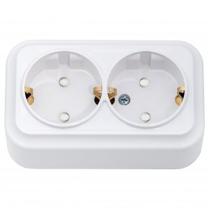 Bylectrica Вариант роз. 16А 2 мест. ОУ (земля) штор. (корп. ABS) белый РА16-0146