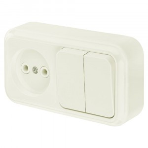 Bylectrica ПРАЛЕСКА Блок (2 выкл. + роз) ОУ беж., (2В-РЦ-523 беж.)