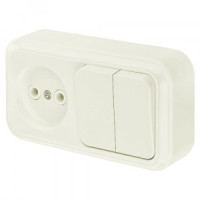 Bylectrica ПРАЛЕСКА Блок (2 выкл. + роз) ОУ беж., (2В-РЦ-523 беж.)