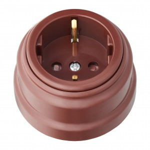 Bylectrica РЕТРО роз. ОУ 1 мест. КОРИЧНЕВЫЙ (земля, шторки, корп. ABS-пластик) (16А)  РА16-0206