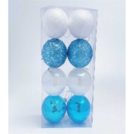 Набор елочных украшений JT25-A2237 6 см 8 шт Шары бело-голубые