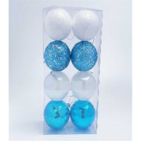 Набор елочных украшений JT25-A2237 6 см 8 шт Шары бело-голубые