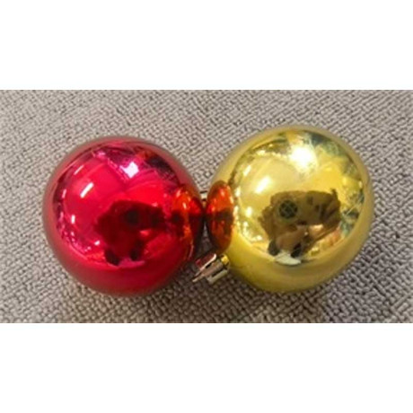 Шар JY-11-10 2 шт 10 см глянцевые ЗОЛОТО+КРАСНЫЙ