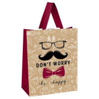 Пакет подарочный 18*23*10см MESHU "Don't worry", выборочный лак, крафт 354550
