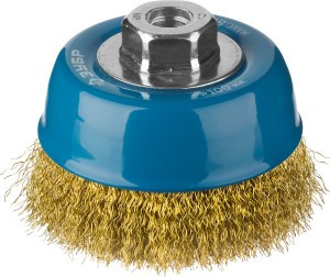 ЗУБР "ПРОФЕССИОНАЛ". Щетка чашечная д/УШМ, витая латунированная стальная проволока 0,3мм, 100ммхМ14