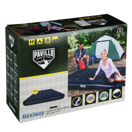 BESTWAY Матрас надувной EASY INFLATE с подголовником, встр.ножн.насос, 203x152x28см, до 300кг, 67226