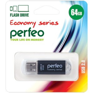 Флэш-диск USB 64GB Perfeo Perfeo E01 Black economy series