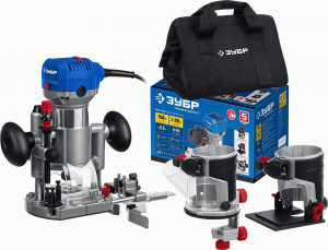 Машина фрезерная ЗУБР Профессионал 750 Вт 13000-33000 об/мин цанг патрон 6/8мм, сумка, 3 основания