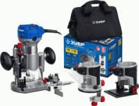 Машина фрезерная ЗУБР Профессионал 750 Вт 13000-33000 об/мин цанг патрон 6/8мм, сумка, 3 основания