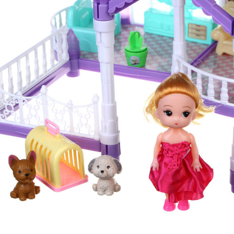 ИГРОЛЕНД Дом для куклы с акс., питомцами и куклой, 113 пред., ABS, PP, полиэстер, 30х8х23 см