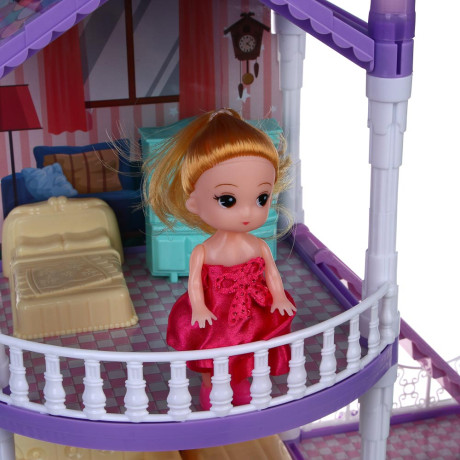 ИГРОЛЕНД Дом для куклы с акс., питомцами и куклой, 113 пред., ABS, PP, полиэстер, 30х8х23 см