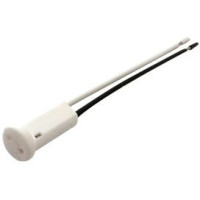 Ecola G4 патрон керамический круглый торцевой с проводами 2*8см (кратно 10!) AB04LWPAY