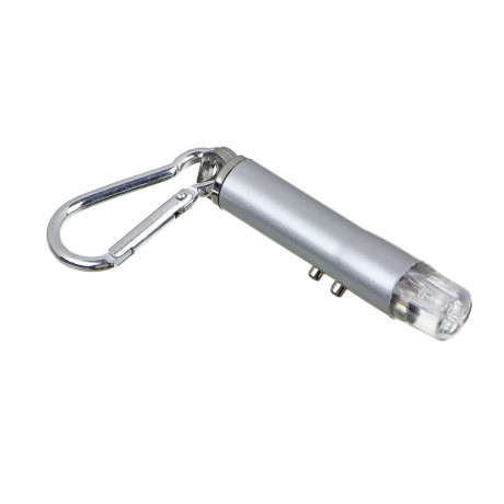 ЕРМАК Фонарик-брелок на карабине 1 LED + УФ + лазер, 3xLR44, алюминий, 6,6х1,2 см