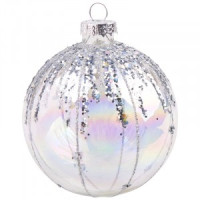 Шар "Иней" 8см, перламутр с серебром (кратность16шт!)(цена за 1шт) Волшебная страна