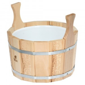 Ушат "шайка" 9л, «Цветочный орнамент» двуручный, пластиковая вставка, липа, 32696 Банные штучки