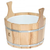 Ушат &quot;шайка&quot; 9л, «Цветочный орнамент» двуручный, пластиковая вставка, липа, 32696 Банные штучки