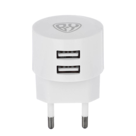 BY Сетевое зарядное устройство, 2xUSB, 2А, белый