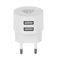 BY Сетевое зарядное устройство, 2xUSB, 2А, белый
