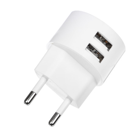 BY Сетевое зарядное устройство, 2xUSB, 2А, белый