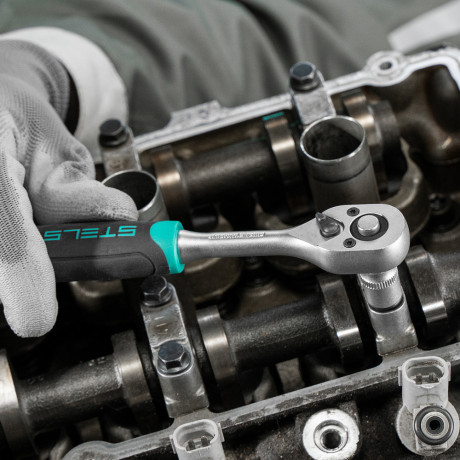 Набор торцевых головок, 1/4", головки 4 - 13 мм, с трещот. ключом, CrV,11 предметов Stels