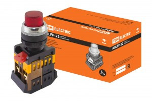 TDM ABLFP-22 кнопка управления красн. d22мм неон/230В 1з+1р (10!) SQ0704-0005