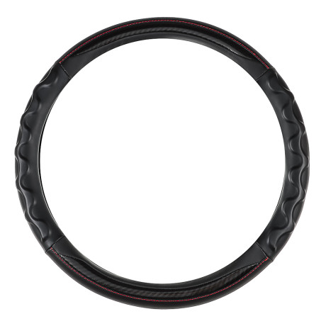 ЕРМАК Оплетка руля, экокожа, со вставками "карбон", с эргоном. захватом, черный, разм. (М)