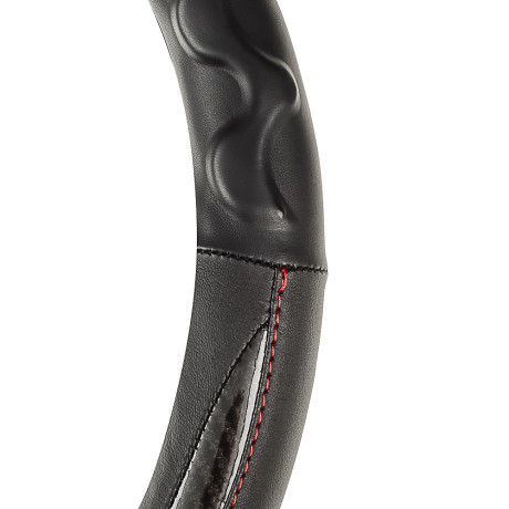 ЕРМАК Оплетка руля, экокожа, со вставками "карбон", с эргоном. захватом, черный, разм. (М)