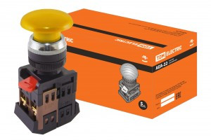 TDM AEА-22 кнопка управления "Грибок" желт. d22мм 1з+1р (10!) SQ0704-0036