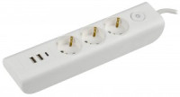 IEK Сетевой фильтр (удл.) MODERN ПВС 3х1 3роз. 2м 16А белый USBх3 WYP12-16-03-02-ZKU-K01