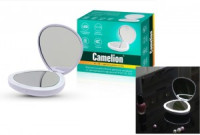Camelion M147-SL св-к зеркало складное с LED-подсветкой 2xCR2032 (в/к) 80x90, увелич 5 раз, белое