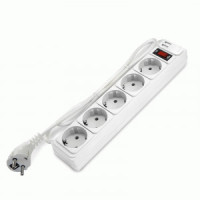 DOMTOK Сетевой фильтр (удл.) ПВС 3х1 5роз. 1.8м 10А белый земля,выкл, автомат 2USB type-A (15!) 2564