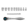 Набор торцевых головок, трещотка 120 зубьев, 1/4", CrV, 12 предметов Gross