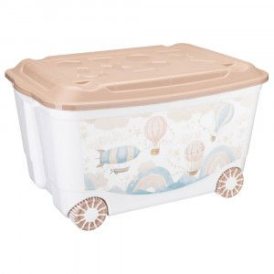 Ящик д/игрушек на колесах "воздушные шары" 580х390х335 мм, 45л темно-бежевый 43138093252 Бытпласт
